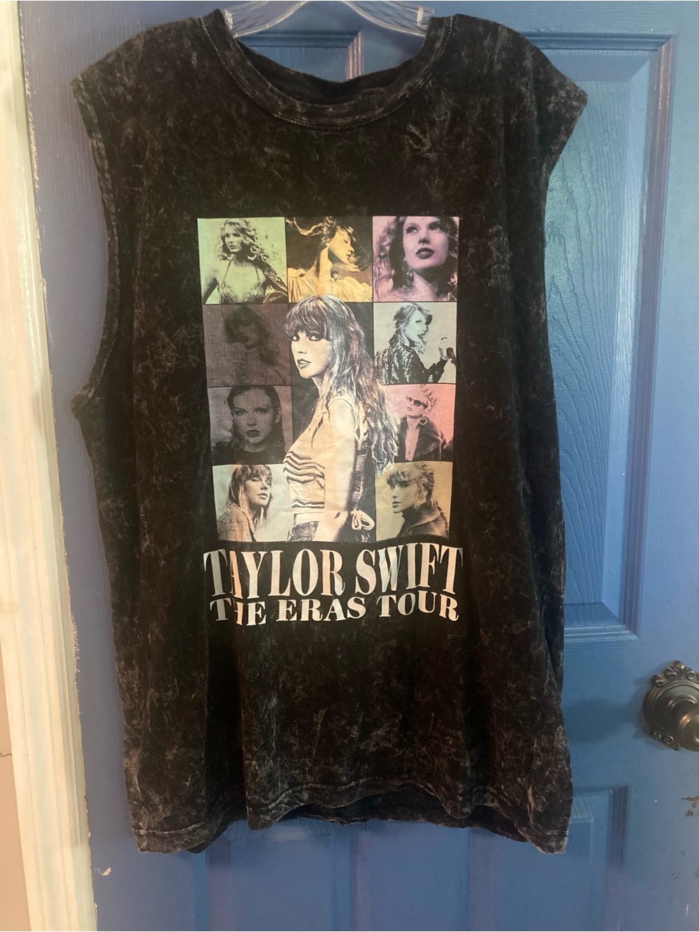 Lagaci Black Acid-Wash Taylor Swift Eras Tour Graphic Tank